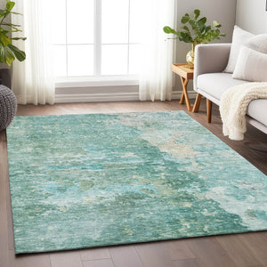 HomeRoots 5' Emerald Abstract Area Rug - Durable, Washable, Chic Design for Indoor and Outdoor Spaces 8' X 10' 607785