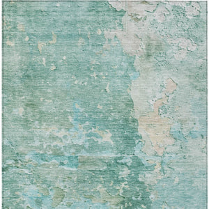 HomeRoots 5' Emerald Abstract Area Rug - Durable, Washable, Chic Design for Indoor and Outdoor Spaces 10' X 14' 607787