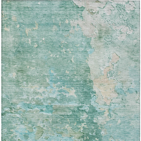 HomeRoots 5' Emerald Abstract Area Rug - Durable, Washable, Chic Design for Indoor and Outdoor Spaces 10' X 14' 607787