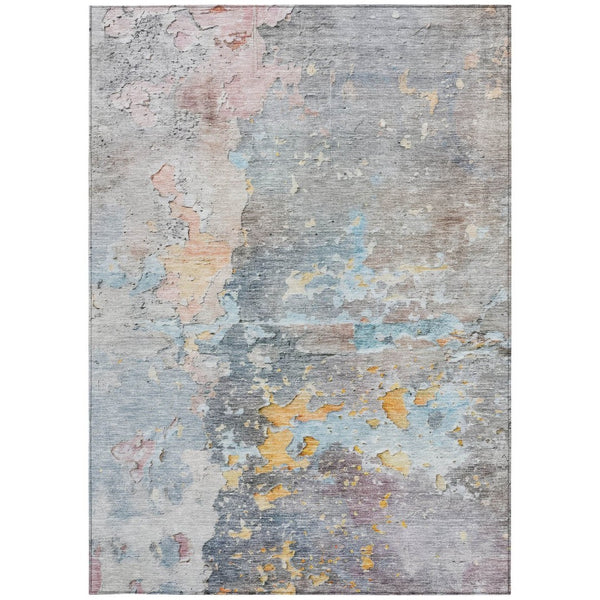 HomeRoots 5' Granite Gray Abstract Area Rug - Durable, Machine Washable Design for Indoor & Outdoor Spaces 5' X 8' 607789