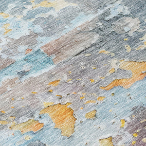 HomeRoots 5' Granite Gray Abstract Area Rug - Durable, Machine Washable Design for Indoor & Outdoor Spaces 8' Round 607790