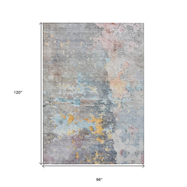 HomeRoots 5' Granite Gray Abstract Area Rug - Durable, Machine Washable Design for Indoor & Outdoor Spaces 8' X 10' 607791
