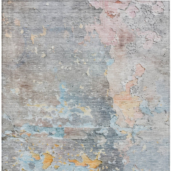 HomeRoots 5' Granite Gray Abstract Area Rug - Durable, Machine Washable Design for Indoor & Outdoor Spaces 9' X 12' 607792
