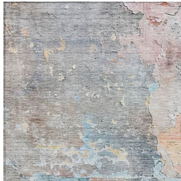 HomeRoots 5' Granite Gray Abstract Area Rug - Durable, Machine Washable Design for Indoor & Outdoor Spaces 9' X 12' 607792