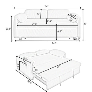 English Elm Sofa 54" Velvet Sofa Bed Convertible with Solid Wood Frame, 500lb Capacity, Blue Black Pink Options W3371P302150