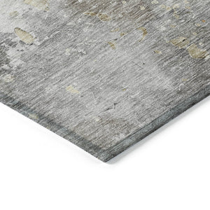 HomeRoots 5' Gray Abstract Area Rug – Stylish, Washable Indoor/Outdoor Design for High-Traffic Spaces 8' Round 607802