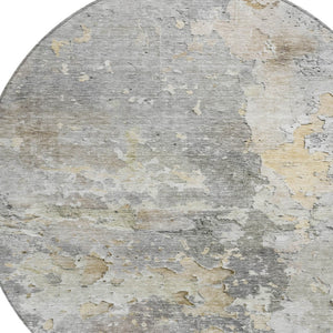 HomeRoots 5' Gray Abstract Area Rug – Stylish, Washable Indoor/Outdoor Design for High-Traffic Spaces 8' Round 607802