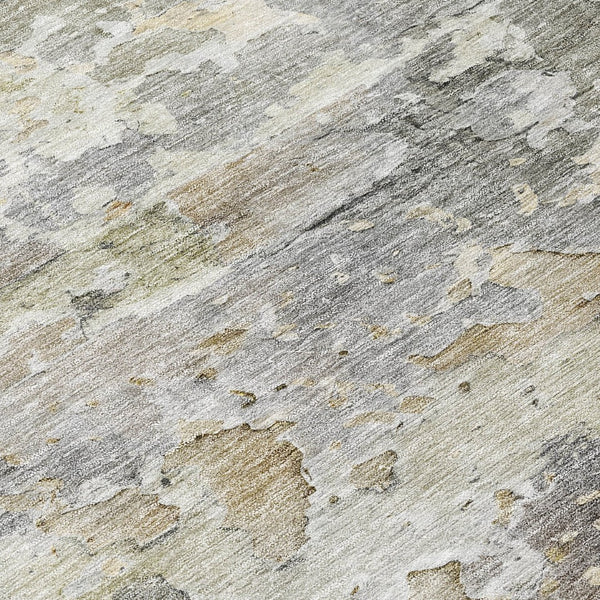 HomeRoots 5' Gray Abstract Area Rug – Stylish, Washable Indoor/Outdoor Design for High-Traffic Spaces 8' Round 607802