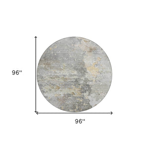 HomeRoots 5' Gray Abstract Area Rug – Stylish, Washable Indoor/Outdoor Design for High-Traffic Spaces 8' Round 607802
