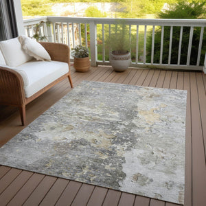 HomeRoots 5' Gray Abstract Area Rug – Stylish, Washable Indoor/Outdoor Design for High-Traffic Spaces 8' X 10' 607803