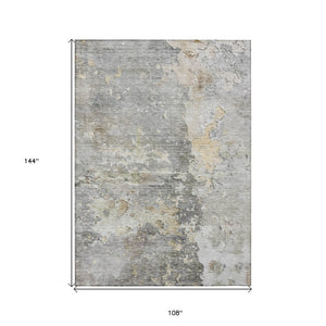 HomeRoots 5' Gray Abstract Area Rug – Stylish, Washable Indoor/Outdoor Design for High-Traffic Spaces 9' X 12' 607804