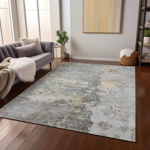 HomeRoots 5' Gray Abstract Area Rug – Stylish, Washable Indoor/Outdoor Design for High-Traffic Spaces 9' X 12' 607804