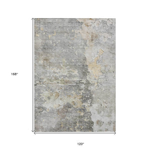 HomeRoots 5' Gray Abstract Area Rug – Stylish, Washable Indoor/Outdoor Design for High-Traffic Spaces 10' X 14' 607805