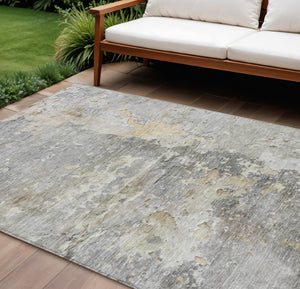 HomeRoots 5' Gray Abstract Area Rug – Stylish, Washable Indoor/Outdoor Design for High-Traffic Spaces 10' X 14' 607805