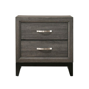 English Elm Wooden Nightstand With 2 Spacious Drawers In Weathered Gray Finish - Modern Elegance Meets Functionality B016P253581-GIGA