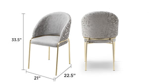 English Elm Onyx Luxurious Velvet & Chenille Accent Chair Light Gray with Gold Metal Legs — Elegant Durable Design B009P332652