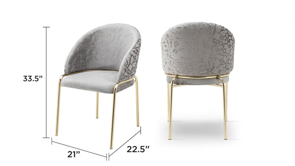 English Elm Onyx Luxurious Velvet & Chenille Accent Chair Light Gray with Gold Metal Legs — Elegant Durable Design B009P332652