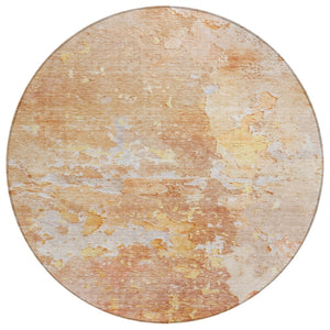 HomeRoots 5' Salmon Abstract Indoor Outdoor Area Rug - Durable, Washable Design for Modern Living Spaces 8' Round 607814
