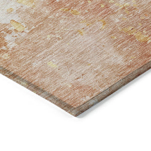 HomeRoots 5' Salmon Abstract Indoor Outdoor Area Rug - Durable, Washable Design for Modern Living Spaces 8' Round 607814