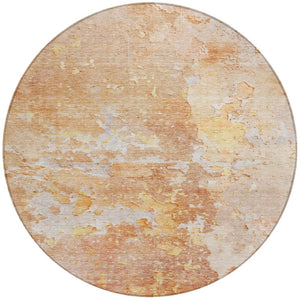 HomeRoots 5' Salmon Abstract Indoor Outdoor Area Rug - Durable, Washable Design for Modern Living Spaces 8' Round 607814