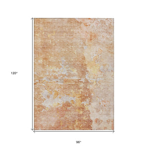 HomeRoots 5' Salmon Abstract Indoor Outdoor Area Rug - Durable, Washable Design for Modern Living Spaces 8' X 10' 607815