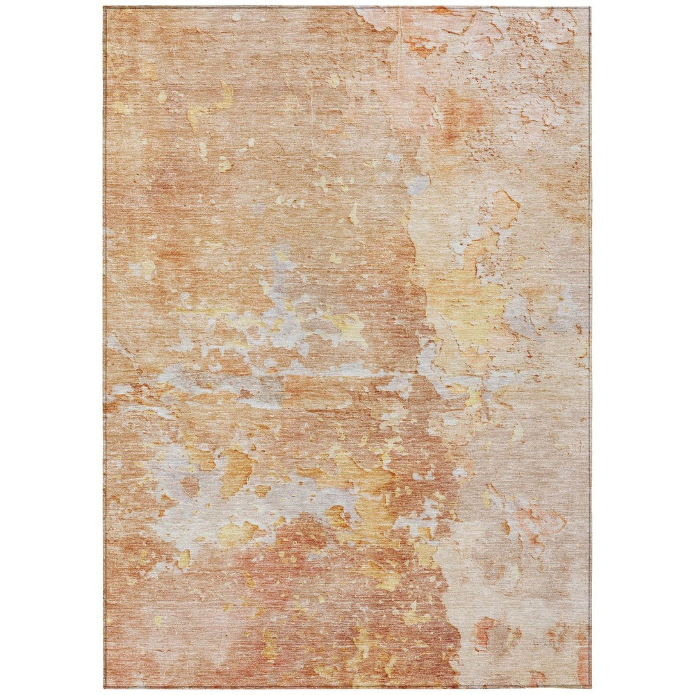 HomeRoots 5' Salmon Abstract Indoor Outdoor Area Rug - Durable, Washable Design for Modern Living Spaces 9' X 12' 607816