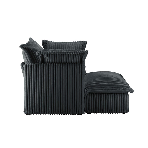 English Elm Upholstered Slipcovered Armchair Set With Wide Ottoman – Cozy Gray Corduroy For Living Room Comfort W3041S00213-GIGA