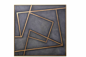 Sunpan In A Maze Wall Art - Stunning Hand-Painted Abstract with Gold Lines & Unique Dimension, 60" x 60"