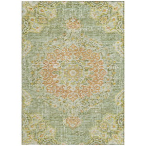 HomeRoots 5' Artichoke Green Floral Medallion Area Rug - Durable, Washable, Stylish for Indoor & Outdoor Use 5' X 8' 607831