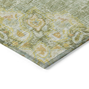 HomeRoots 5' Artichoke Green Floral Medallion Area Rug - Durable, Washable, Stylish for Indoor & Outdoor Use 5' X 8' 607831