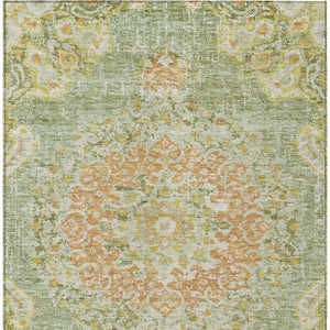 HomeRoots 5' Artichoke Green Floral Medallion Area Rug - Durable, Washable, Stylish for Indoor & Outdoor Use 8' X 10' 607833