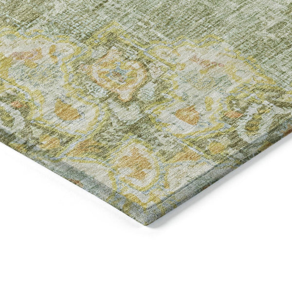 HomeRoots 5' Artichoke Green Floral Medallion Area Rug - Durable, Washable, Stylish for Indoor & Outdoor Use 8' X 10' 607833