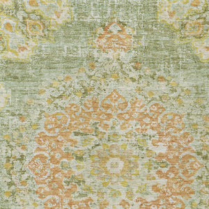 HomeRoots 5' Artichoke Green Floral Medallion Area Rug - Durable, Washable, Stylish for Indoor & Outdoor Use 8' X 10' 607833