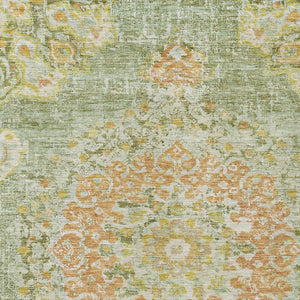 HomeRoots 5' Artichoke Green Floral Medallion Area Rug - Durable, Washable, Stylish for Indoor & Outdoor Use 10' X 14' 607835