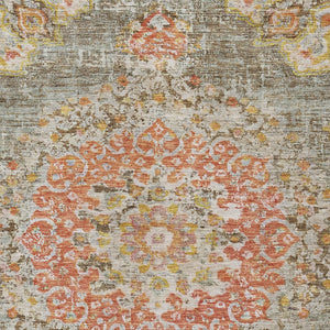 HomeRoots 5' Brown Floral Medallion Area Rug - Durable, Washable Indoor/Outdoor Rug for Elegant Spaces 5' X 8' 607837