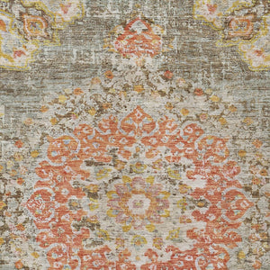 HomeRoots 5' Brown Floral Medallion Area Rug - Durable, Washable Indoor/Outdoor Rug for Elegant Spaces 8' X 10' 607839