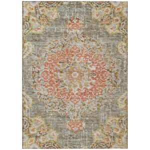 HomeRoots 5' Brown Floral Medallion Area Rug - Durable, Washable Indoor/Outdoor Rug for Elegant Spaces 9' X 12' 607840