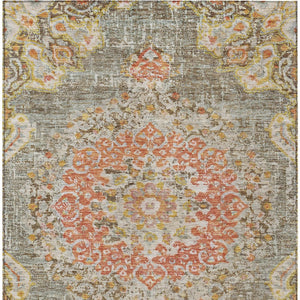 HomeRoots 5' Brown Floral Medallion Area Rug - Durable, Washable Indoor/Outdoor Rug for Elegant Spaces 9' X 12' 607840