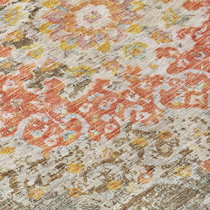 HomeRoots 5' Brown Floral Medallion Area Rug - Durable, Washable Indoor/Outdoor Rug for Elegant Spaces 9' X 12' 607840