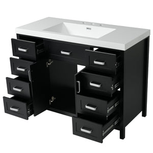 English Elm Christopher Knight Home® - 48" Bathroom Vanity with Sink Combo | 2 Doors 8 Soft-Close Drawers, Resin Top, Pine Legs Black N759S337621B