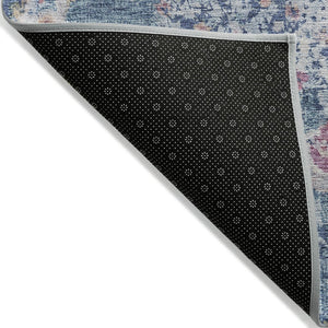 HomeRoots 5' Blue Floral Medallion Area Rug - Stylish, Washable, Indoor/Outdoor, Durable & Easy Care for Any Space 5' X 8' 607843