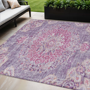 HomeRoots 5' Purple Floral Medallion Area Rug - Washable, Durable, Chic Accent for Indoor & Outdoor Spaces 5' X 8' 607849