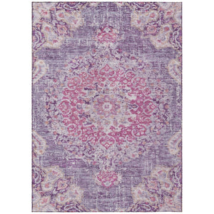 HomeRoots 5' Purple Floral Medallion Area Rug - Washable, Durable, Chic Accent for Indoor & Outdoor Spaces 5' X 8' 607849
