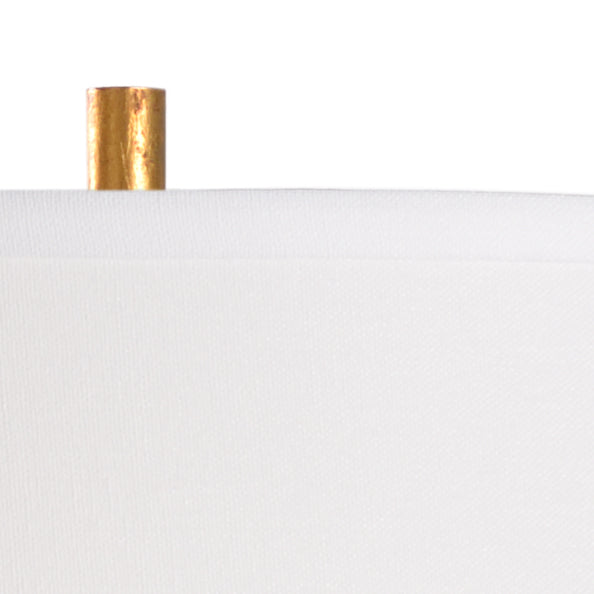 Wildwood Palm Palm Island Lamp Sculptural Antique Gold Leaf With Clear Crystal Base & White Linen Shade—Luxe Coastal 36.5" 60785