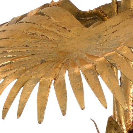 Wildwood Palm Palm Island Lamp Sculptural Antique Gold Leaf With Clear Crystal Base & White Linen Shade—Luxe Coastal 36.5" 60785