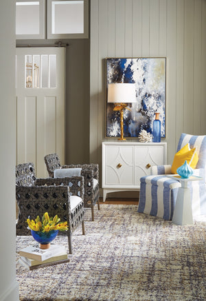 Wildwood Palm Palm Island Lamp Sculptural Antique Gold Leaf With Clear Crystal Base & White Linen Shade—Luxe Coastal 36.5" 60785