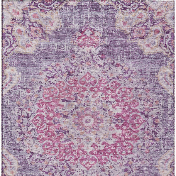 HomeRoots 5' Purple Floral Medallion Area Rug - Washable, Durable, Chic Accent for Indoor & Outdoor Spaces 8' X 10' 607851