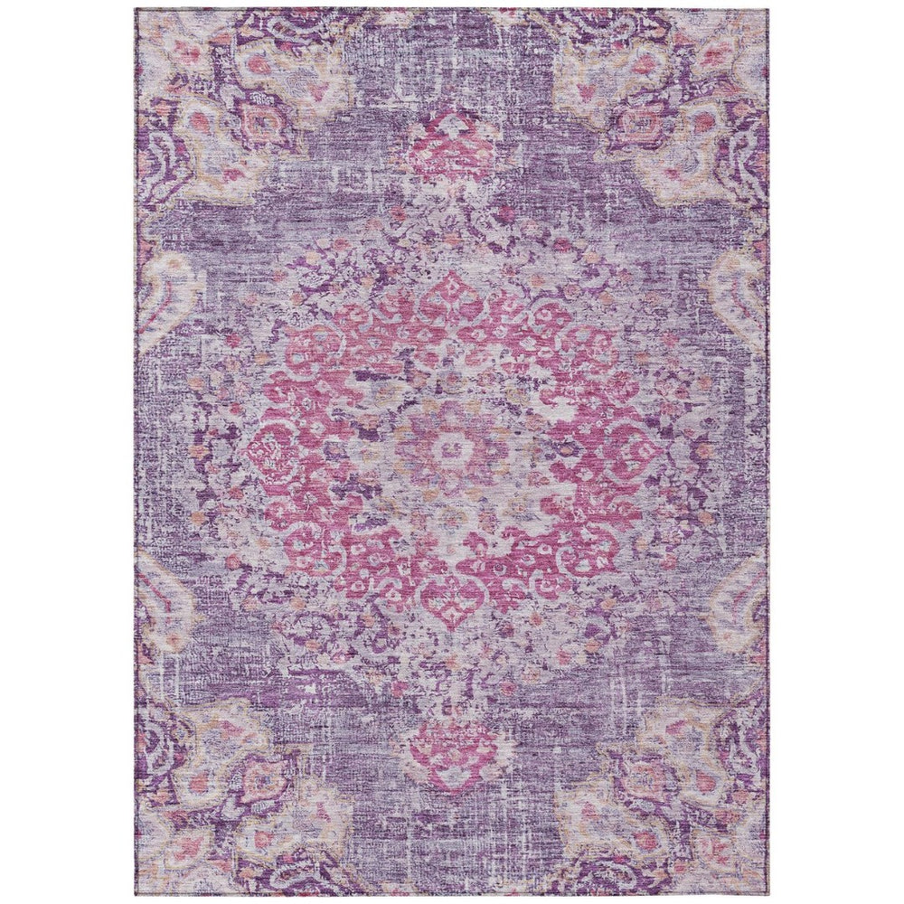HomeRoots 5' Purple Floral Medallion Area Rug - Washable, Durable, Chic Accent for Indoor & Outdoor Spaces 8' X 10' 607851