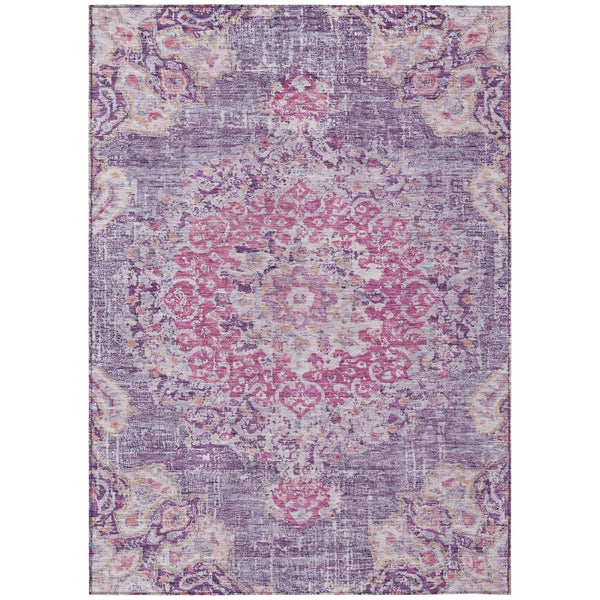 HomeRoots 5' Purple Floral Medallion Area Rug - Washable, Durable, Chic Accent for Indoor & Outdoor Spaces 10' X 14' 607853