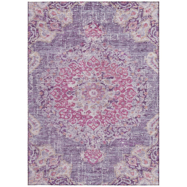 HomeRoots 5' Purple Floral Medallion Area Rug - Washable, Durable, Chic Accent for Indoor & Outdoor Spaces 10' X 14' 607853